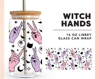 Mystic Witch SVG | Witch Libbey Can Glass SVG | Halloween Glass Can Wrap SVG | Witch Vibe svg | Libbey Can 16oz svg Cricut, Cameo Silhouette