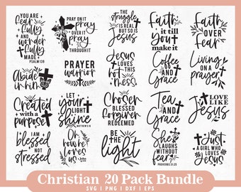 Christian Bundle SVG, Religious SVG, Scripture Bundle, Bible Verse Bundle, Cut Files for Cricut, Jesus, God, Faith svg dxf, Instant Download