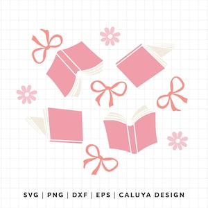 Book Lover SVG | Book and Coquette Bow SVG | Floral Book SVG | Booktrovert svg | Librarian svg | Trendy Bow svg | Book Sublimation png