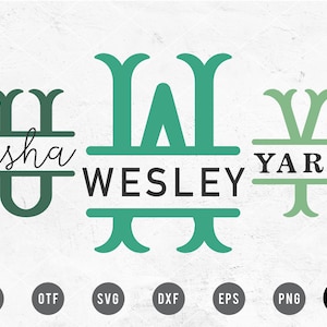 Split Monogram Fishtail SVG Cut File for Cricut, Cameo Silhouette | Summer Monogram Cutting File | Fishtail Monogram Font File | Tumbler SVG