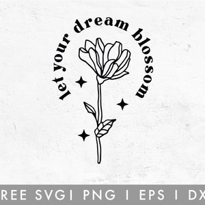 Dream SVG | Hand Drawn Flower SVG | Wildflower SVG | Boho Botanical svg | Boho flower svg | floral Free svg for Cricut, Cameo Silhouette