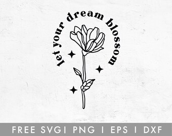 Dream SVG | Hand Drawn Flower SVG | Wildflower SVG | Boho Botanical svg | Boho flower svg | floral Free svg for Cricut, Cameo Silhouette