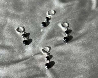 Black Onyx Huggie Earrings