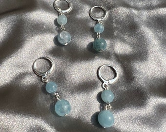 Aquamarine Huggie Earrings