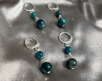 Blue Apatite Huggie Earrings