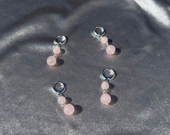 Rose Quartz Huggie Earrings
