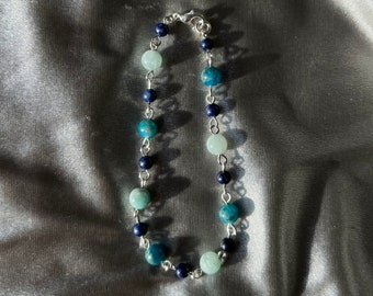 Blue Apatite, Amazonite & Lapis Lazuli Bracelet