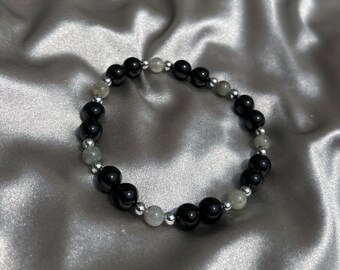 Labradorite & Black Onyx Stretch Bracelet