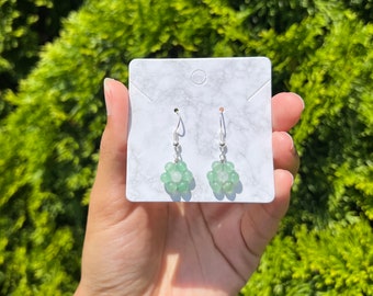 Green Aventurine & White Jade Flower Earrings