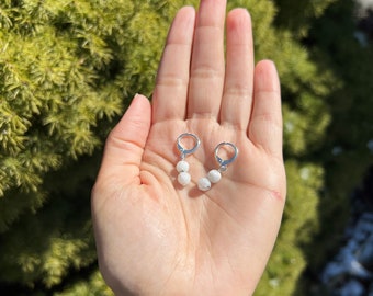 Moonstone Huggie Earrings