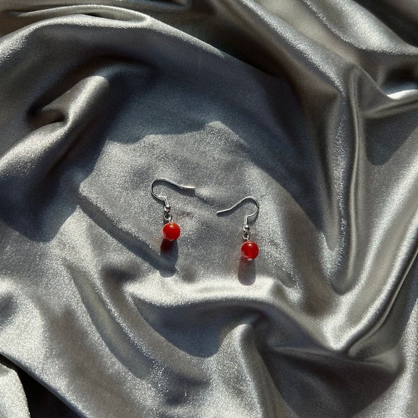Red Agate Crystal Earrings