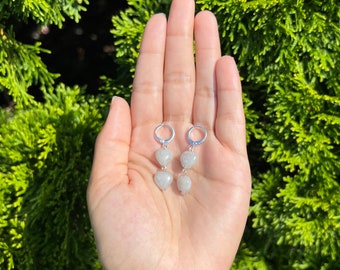 Labradorite Heart Huggie Earrings