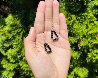 Black Onyx Triangle Earrings