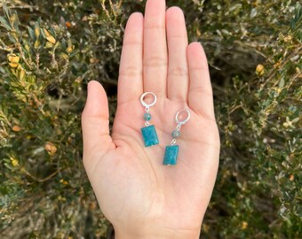 Blue Apatite Huggie Earrings