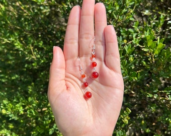 Red Agate Crystal Earrings