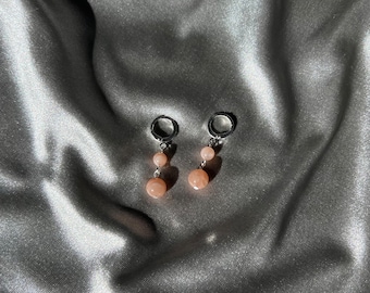 Sunstone Huggie Earrings