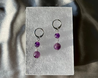 Amethyst Huggie Earrings