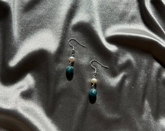 Blue Apatite & Freshwater Pearl Earrings
