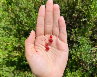 Red Agate Crystal Earrings