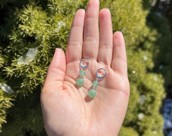 Green Aventurine Huggie Earrings