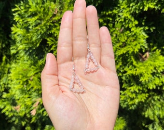 Rose Quartz Triangle Earrings