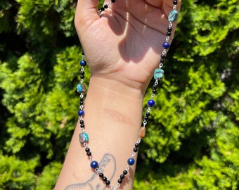 Chrysocolla, Lapis Lazuli & Black Onyx Necklace