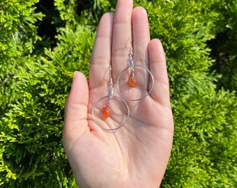 Wire Wrapped Carnelian Hoop Earrings