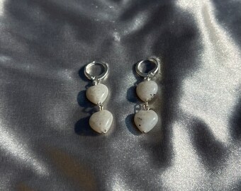 Labradorite Heart Huggie Earrings