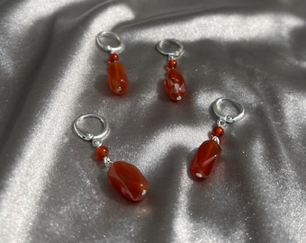 Carnelian & Red Agate Huggie Earrings