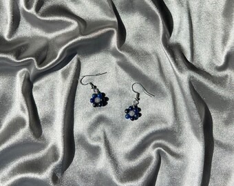 Lapis Lazuli & White Jade Flower Earrings