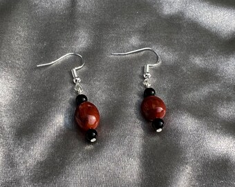 Black Onyx & Carnelian Earrings