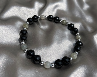 Labradorite & Black Onyx Stretch Bracelet