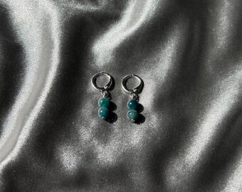 Blue Apatite Huggie Earrings