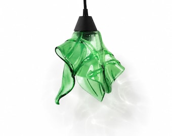 Handmade Green Fused Glass Pendant Light: Modern Hanging Dining Lighting
