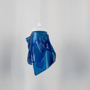 Blue Fused Glass Pendant Light: Handmade Modern Ceiling Lamp