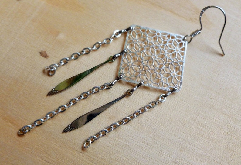 Silver earrings Mistral prints and tassels