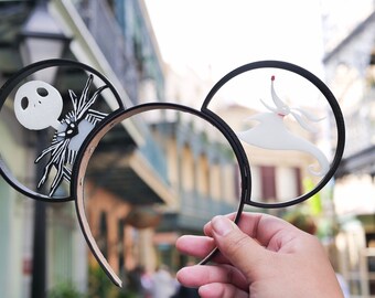 Jack Skellington and Zero 3D Ears Nightmare before Christmas glow in the dark