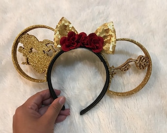 Beauty and the Beast Sequin Bow 3D Ears (full Glitter!)