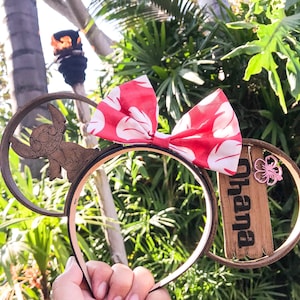 Stitch "Ohana" 3D Mickey ears! (Wood look)