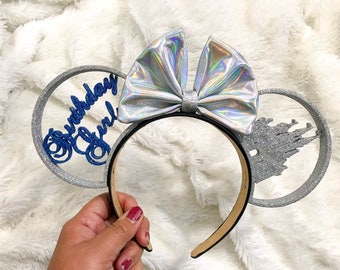 Birthday Girl Holographic Glitter 3D Minnie Ear