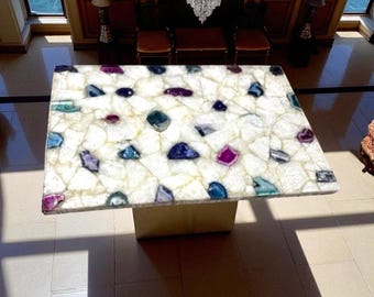 Agate Stone Table Top | Custom Coffee, Accent or Dining Table | Gemstone Furniture