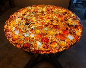 Red Agate Coffee Table Top Handmade Natural Gemstone Countertop Modern Arts Console Bar Desk Decors