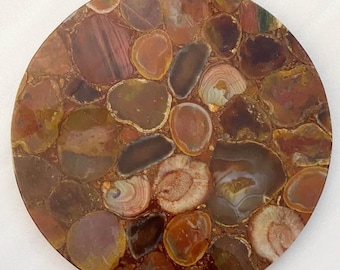 Handmade Red Agate Stone Table Top – Luxury Gemstone Decor