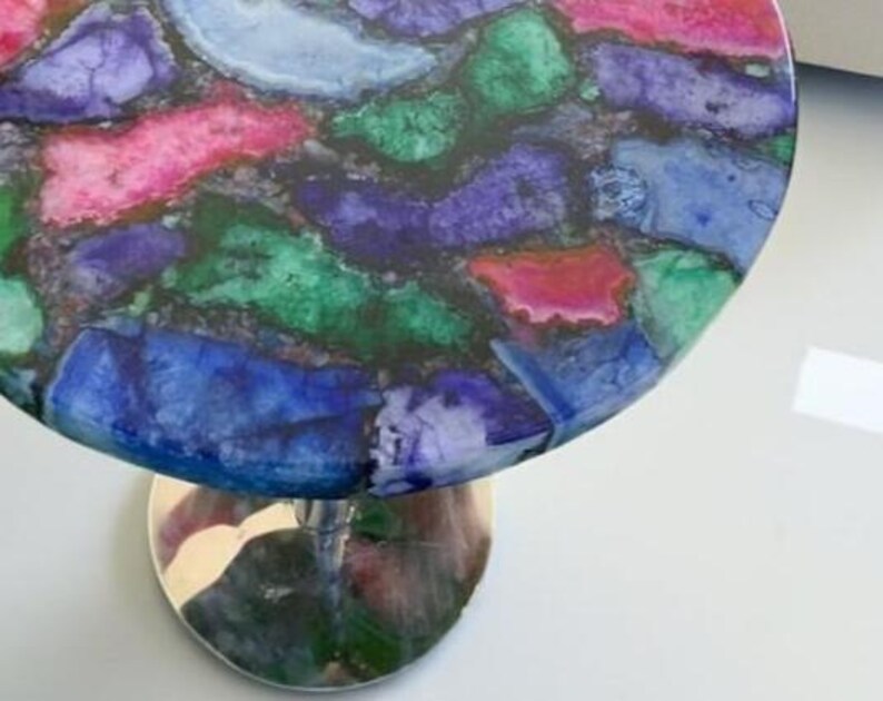 Colorful gemstone art coffee table for modern interiors