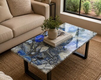 Agate Stone Table Top | Custom Coffee, Accent or Dining Table | Gemstone Furniture