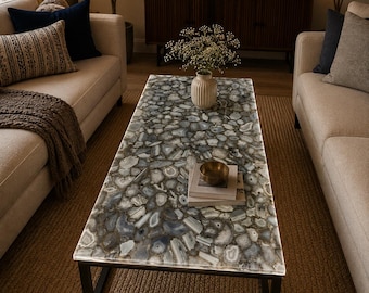 Agate Dining Table Top | Stone Coffee, Accent, Sofa or Side Table | Gemstone Furniture Customisable