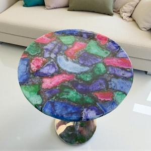 multi agate stone coffee table handmade furniture