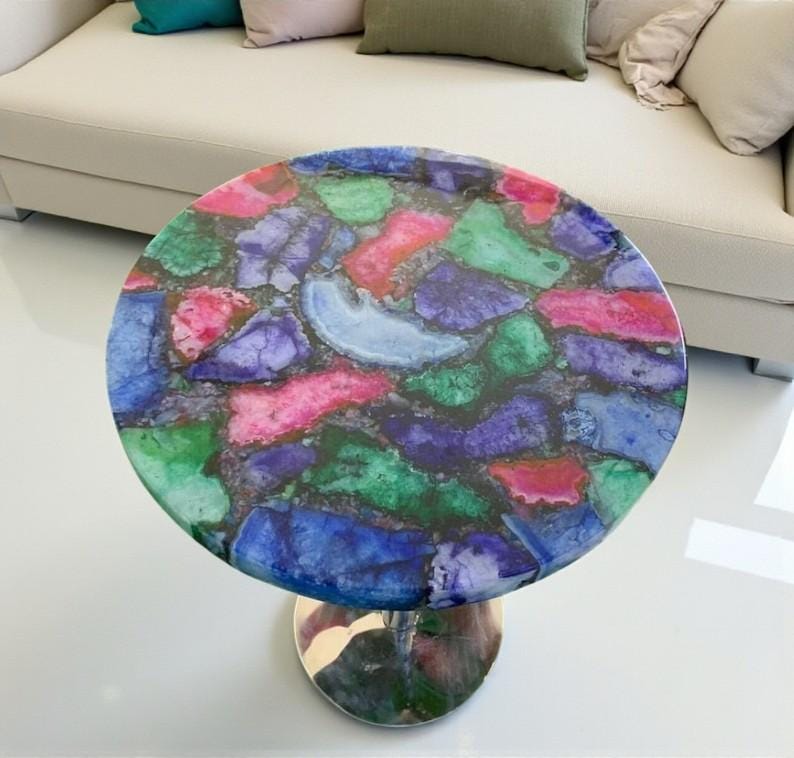 multi agate stone coffee table handmade furniture