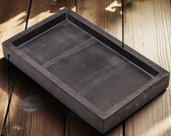 Black Marble Tray: Rectangular Natural Stone Organizer - 6"x10"