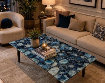 Agate Stone Table Top | Custom Coffee, Accent or Dining Table | Gemstone Furniture